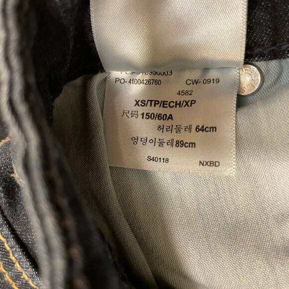 Denizen Levi’s XS Skinny Denim Overalls | Dark Wash Stretch Cross-Back Jumpsuit - Picture 8 of 11